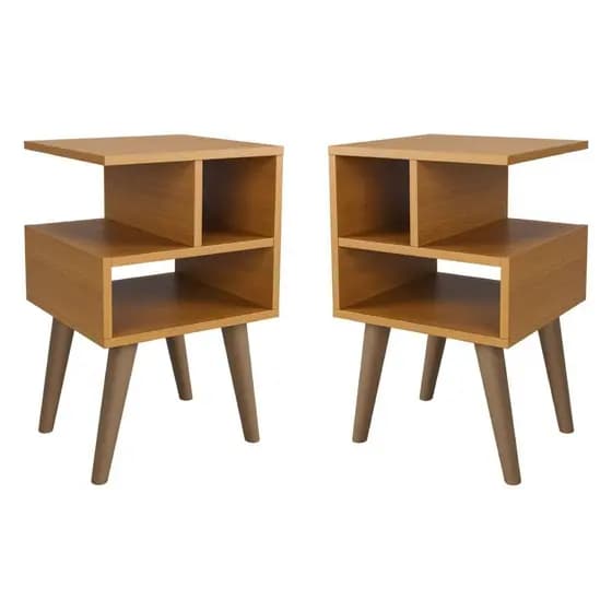 Conjunto Mesa de Cabeceira Criado Trend Nicho Pés Retrô