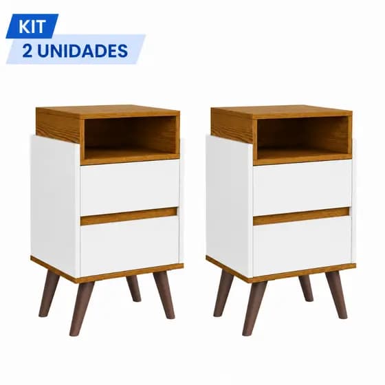 Kit 2 Mesas Cabeceira Verona Mesinha Lateral Cama Nicho Superior Embutido Decoração Quarto Luxo