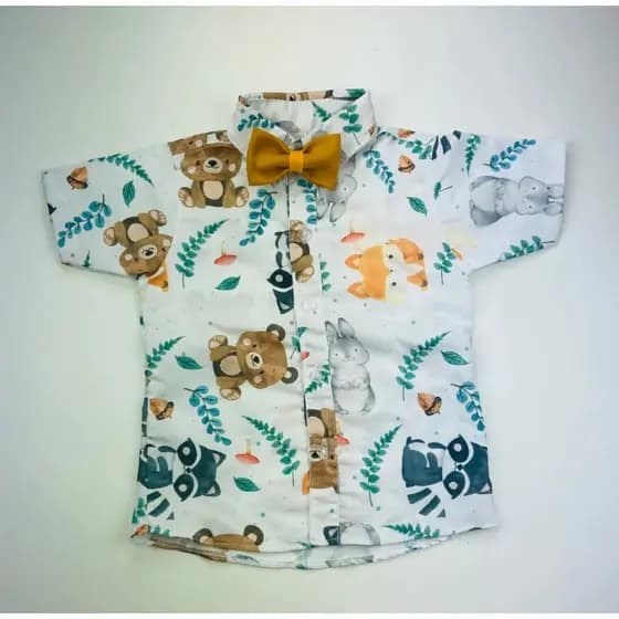 Camisa BOSQUE Temática Infantil Aniversário Social BLUSA+GRAVATA Festa Desenho animado
