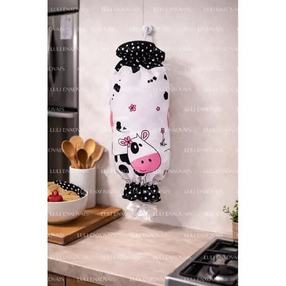 Puxa Saco Porta Sacola Estampado Casa Decoração Premium Lavável Resistente Compacto Qualidade