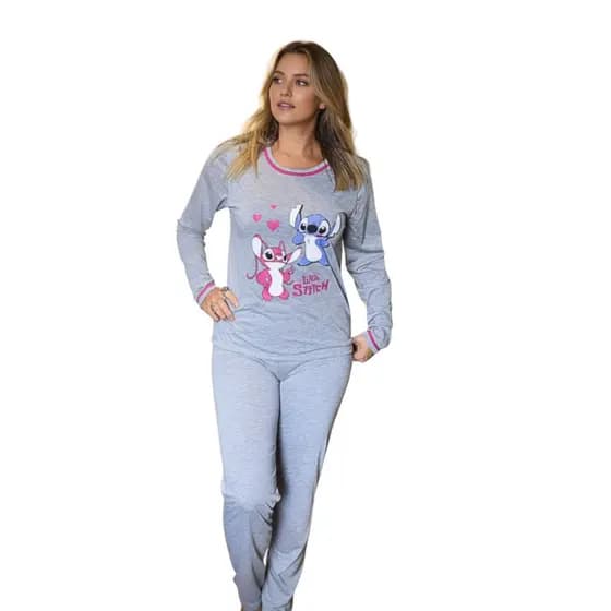 Pijama Longo Feminino Inverno Adulto em Malha ou suede Blusa Manga Longa Conforto