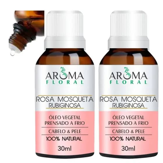 KIT 2 Óleo Vegetal Rosa Mosqueta RUBIGINOSA 100% Puro e Natural