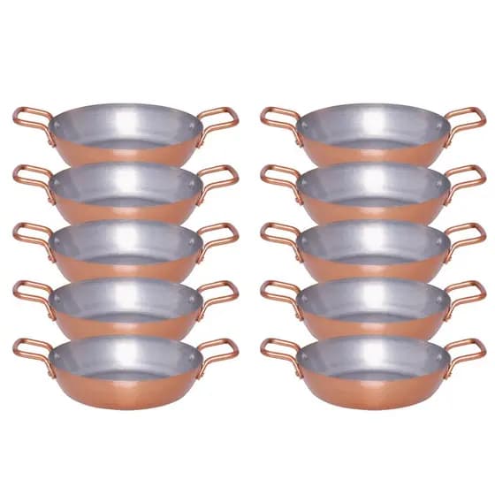 Kit 10 Frigideira Panelinhas Pergaminho Aluminio Cor Cobre Com Alcas N 20