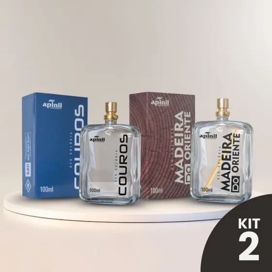 Kit 2 Perfumes Masculinos Apinil – Couros + Madeira do Oriente 100ml