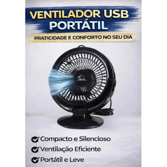 🔥 Ventilador De Mesa Portátil USB Silencioso Mini Turbo Forte Escritório Casa