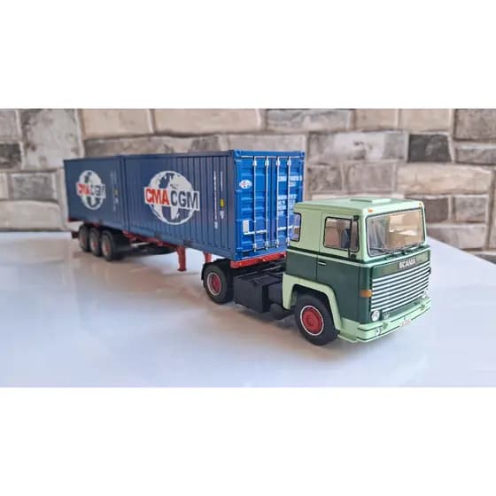 Miniatura Caminhão Carreta Scania 141 Porta Container - Sem Caixa