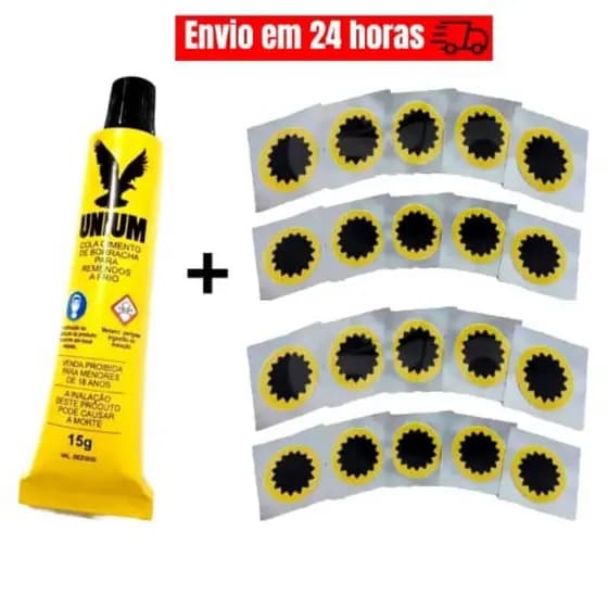 Kit de Remendo para Bicicleta e Pneu de Moto – 20 Unidades de 30mm +Cola Unium Bike
