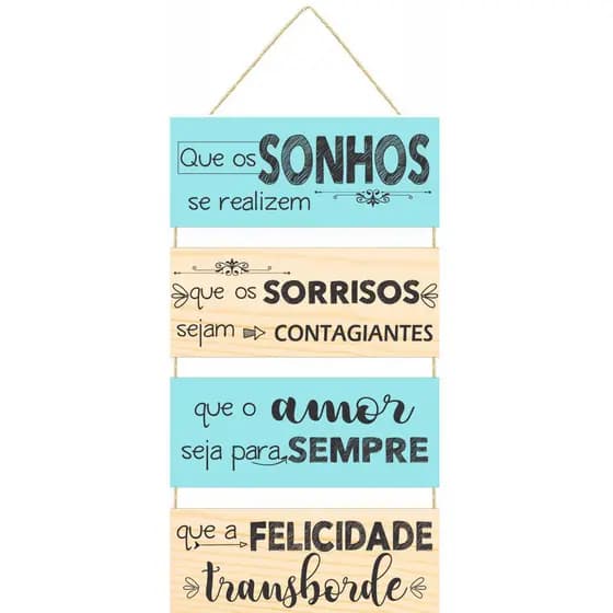 Placa com Corda 4 Peças Que os Sonhos