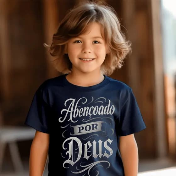 Camiseta Infantil Unissex Estampa Religiosa Confortavel 100% Algodão