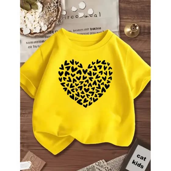 Blusinha Infantil Juvenil Menina 100% Algodão Coração Multiplo