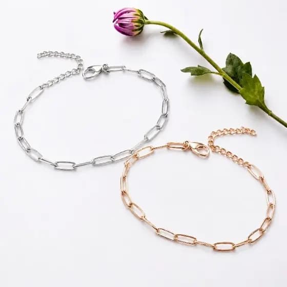 Pulseira de Elos Unissex Oval Prata