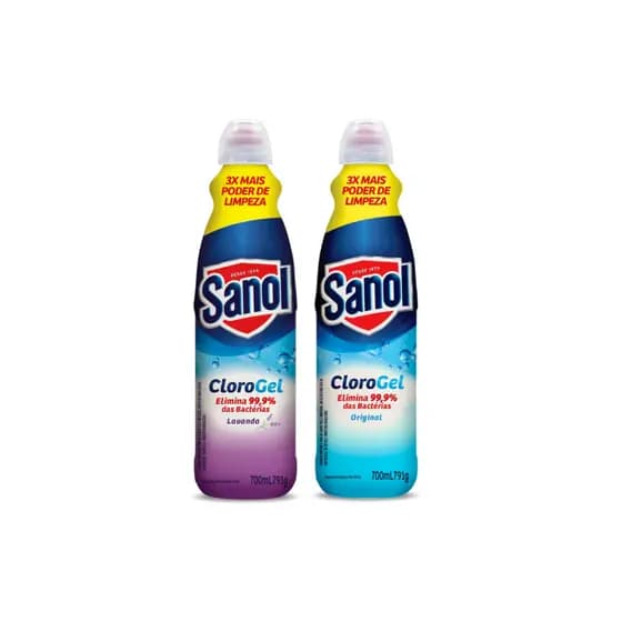 Kit 2 Cloro Gel Sanol Original + Lavanda 700ml