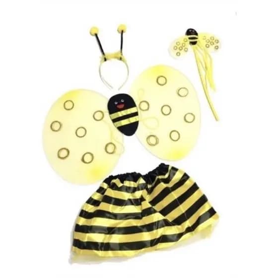 Kit Fantasia Abelha / Joaninha Infantil Com Asa Tiara Varinha