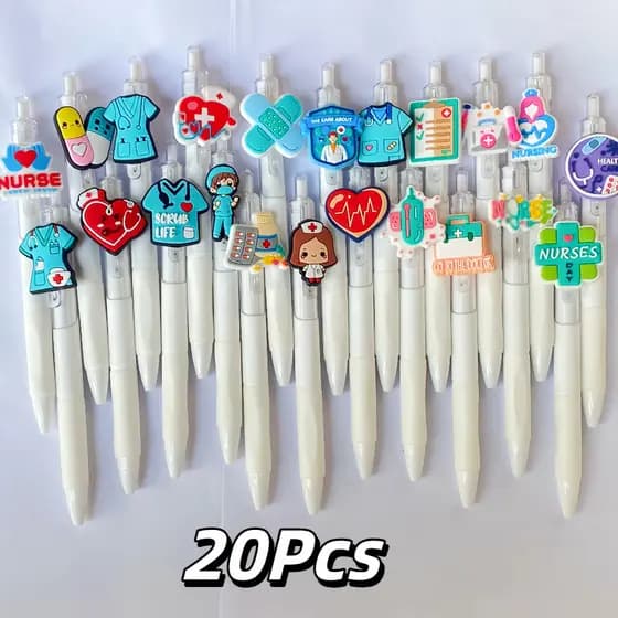 20/10 Pçs Canetas De Enfermeira Tinta Preta Retrátil Imprensa Caneta De Enfermagem Para Presentes De Apreciação Assisten