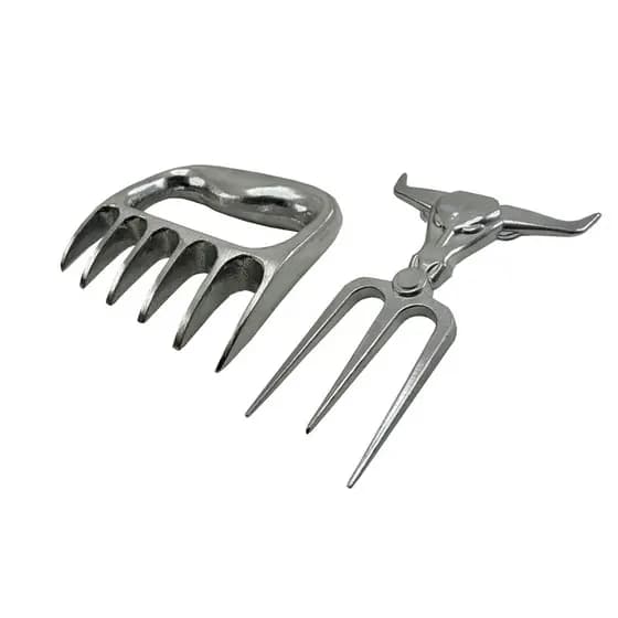 kit Garra De Urso Garfo Tridente Alumínio Maciço para Churrasco