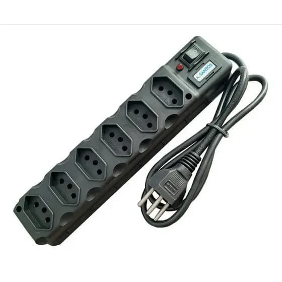 Filtro de Linha Regua 6 tomadas Bivolt Universal com Proteção 110v/220v