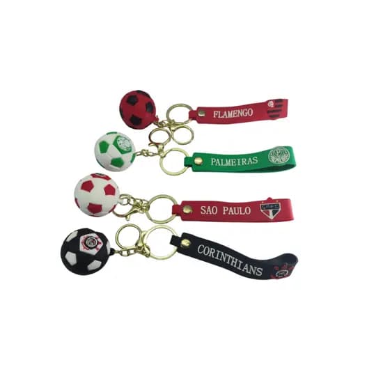 Chaveiro Bola de Futebol para Chaves 3D Emborrachado Mochila Bolsa Times Brasileiros