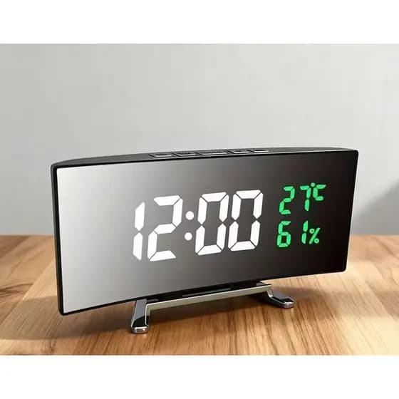 Relógio Digital Despertador Led Espelhado De Mesa Multifuncional Com Data Temperatura