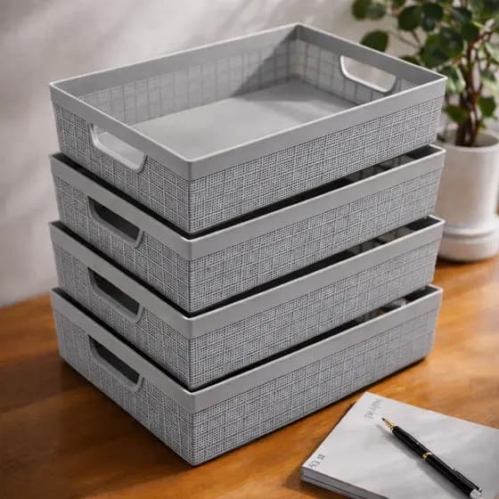 Kit 2/4/6 Cestos Organizadores 5,2 Litros Multiuso Lavanderia Armário Cozinha Multiuso Plástico