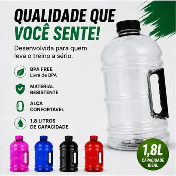 Garrafa de Água 1.8L/1L/700ML/500ML Treino Academia BPA Free com Garantia de Fabrica ENVIO EM 24HORAS