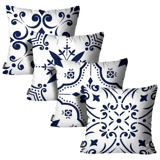 Kit com 4 Capas P Almofadas Decorativa Clássico Português 45x45