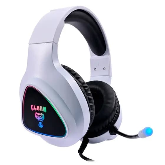 Headset Fone Gamer Branco 7.1 USB para PC RGB Jogos Isolamento Anti Ruido Snow Mount Cabo Clanm