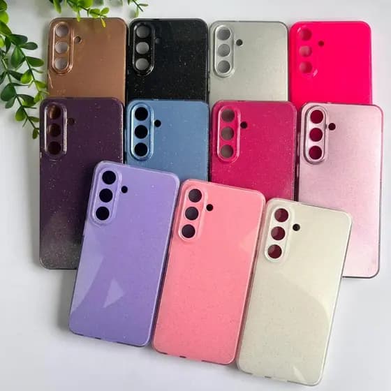 Capinha Glitter Colorida Aveludada para Samsung Galaxy S25 FE/ Proteção com Cores Vibrantes (CF68)
