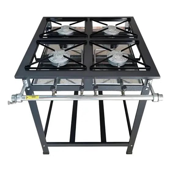 Fogao Industrial Alta Pressão 4 Bocas Caulim Kitchen Gourmet Preto/grafite