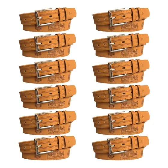 Kit 12 Cintos Marrom Masculino Couro Sintético