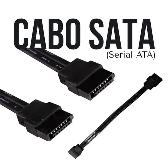 Cabo SATA Serial ATA Preto 15 cm para Conexão HD SSD e Drives Ópticos em Computadores e Notebooks