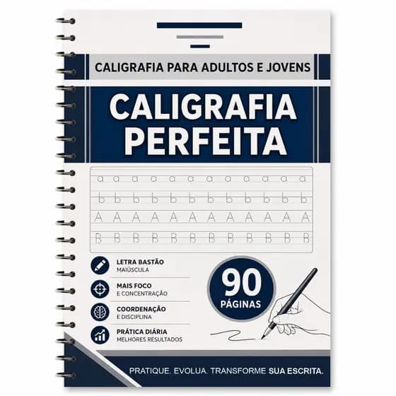 Caderno de Caligrafia Adulto Letra Bastão 90 Páginas