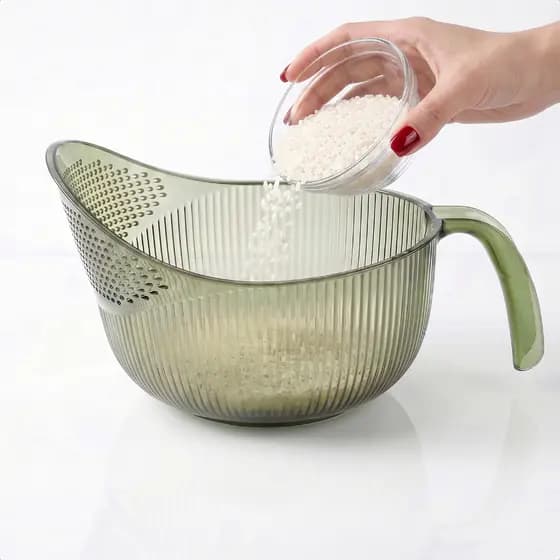 Escorredor De Arroz Multiuso Com Alça Bico Dreno Cozinha Frutas Legumes Plástico Resistente