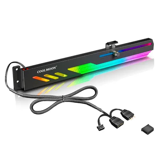 Suporte Placa De Vídeo Gpu Horizontal Led Argb 5V 3 Pinos Coolmoon Gt8 Black