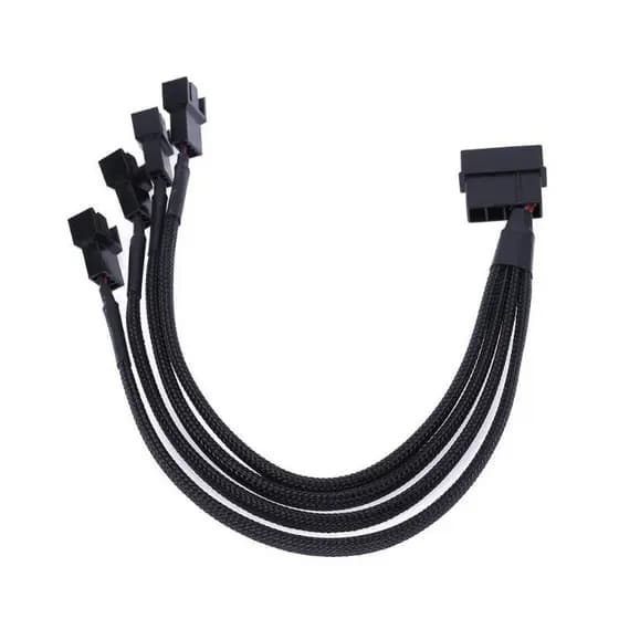 Cabo Adaptador Cooler Fan 3 Ou 4 Pinos Conector Molex (Fonte) 1 Para 4 Portas 30Cm
