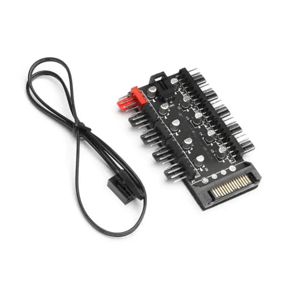 Hub Multi Fans Pwm 4 Pinos Controle Velocidade Adaptador Cooler Ventoinha 10 Portas Sata