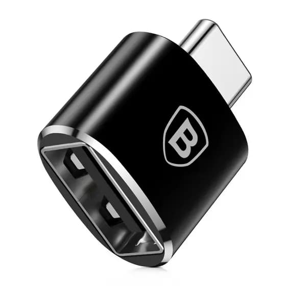 Adaptador Conversor Baseus USB‑A Para USB‑C OTG 2.4 A Transferência 480 Mbps Plug‑and‑Play