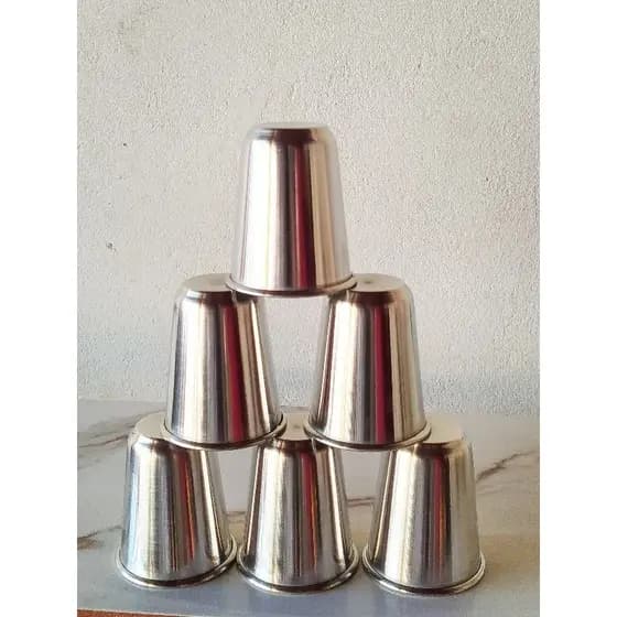 Kit 6 copos de alumínio polido, 250ml resistente cozinha