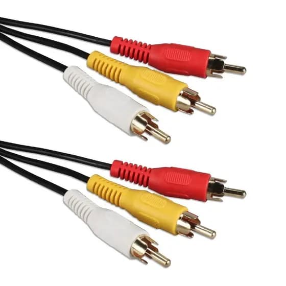 Kit 5 Cabos 3Rca x 3Rca Áudio e Vídeo Cabo Dourado Reforçado 1.5 Metros