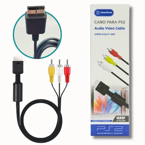 Cabo Compatível Com PlayStation 2 PS2 cabo para videogame PS2 1,80m