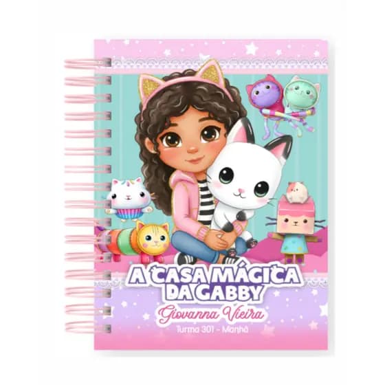 Caderno Universitário A Casa Mágica Da Gaby Personalizado Com Nome Escolar Volta as Aulas Capa Dura