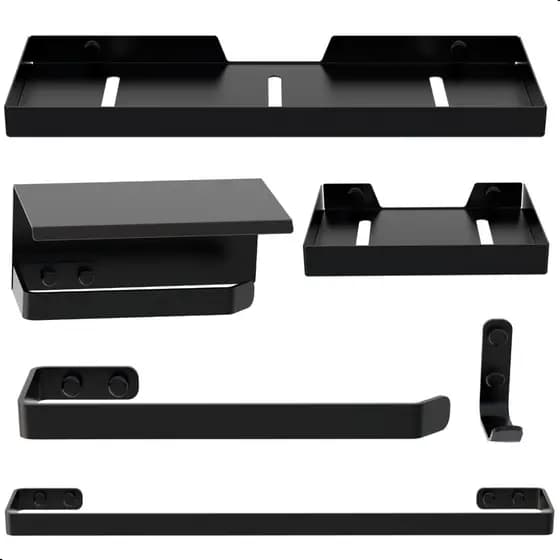 Kit Acessórios Para Banheiro Preto Fosco 6 Peças MAX