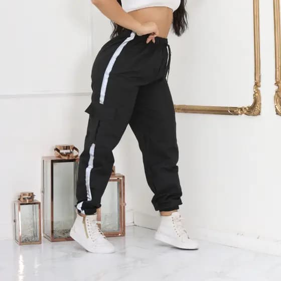 Calça Cargo TACTEL Rafaela PREMIUM Feminina Com bolsos faixas laterais refletivas