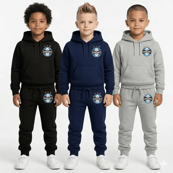 Conjunto de Frio Abrigo Moletom Infantil Futebol Times Flanelado Quetinho 2 ao 14