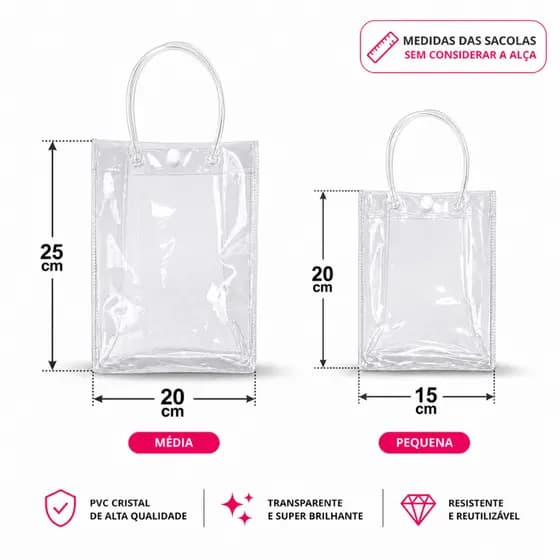 Sacolinha Plástica de Pvc Transparente Para Lembrancinhas Brindes de Festa Saco de Presente