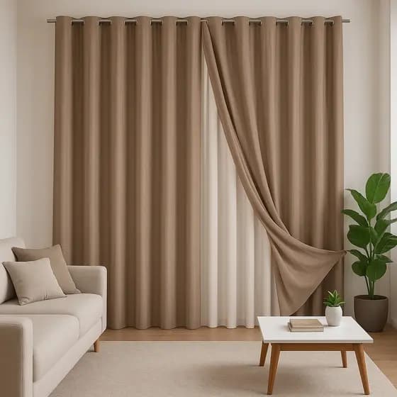 Cortina de Alto Padrão Voil Gaze Flame Linho Com Forro Microfibra Ilhós Cromado Sala Quarto Promoção