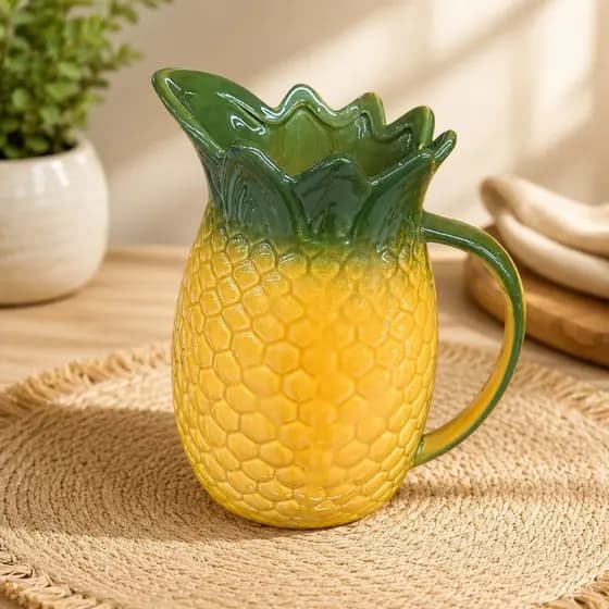 Jarra para Suco em Formato de Abacaxi 2 Litros feito em Cerâmica