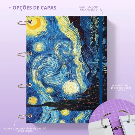 Caderno Argolado Universitário, caderno de argola, folhas reposicionáveis, fichário.