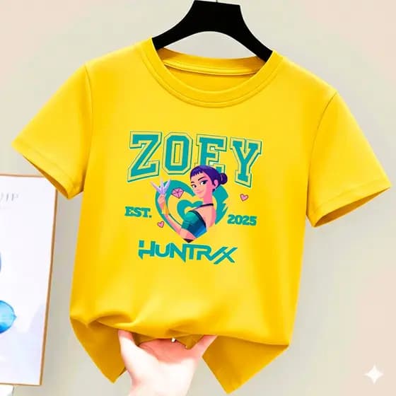 Camiseta De Algodão Infantil Zoey Personagem Huntrix T-shirt