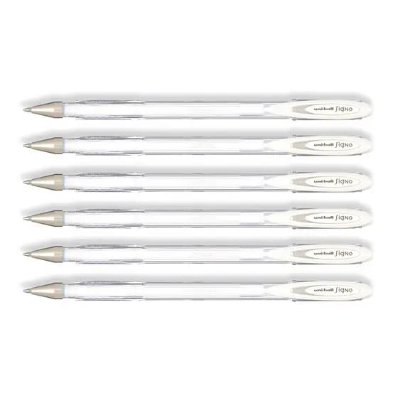 Kit Caneta Gel Uni Signo Angelic Branca 0.7mm 6 Unidades