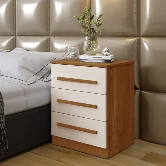 Criado-Mudo MDP com 3 Gavetas – Ideal para Quarto Moderno